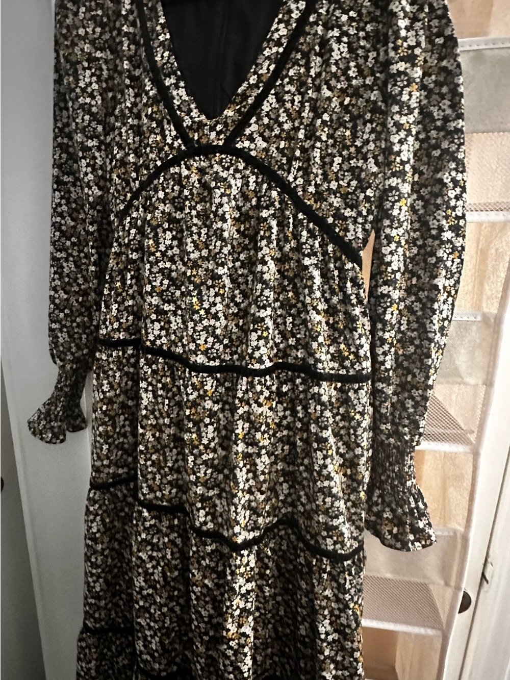 SUGAR-LIPS Floral Tiered Long Sleeve Maxi Dress